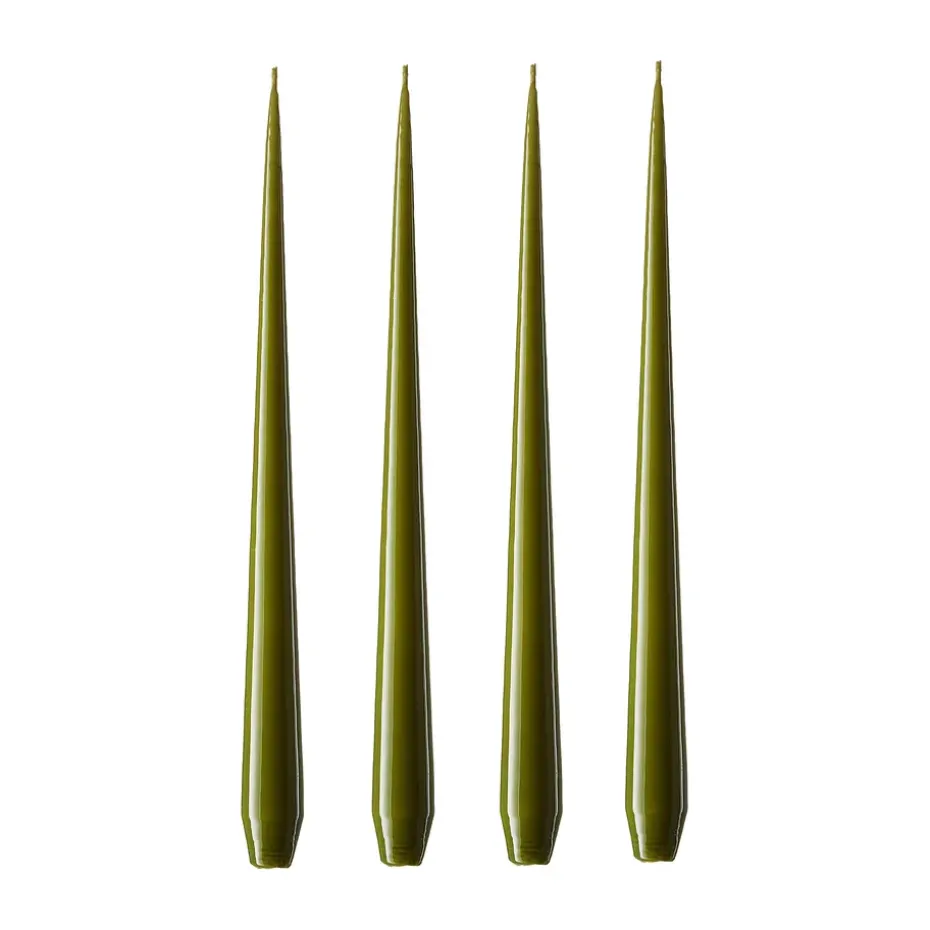 Bougie ester & erik Lot de 4 laquée, olive glow, 32 cm