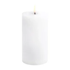 Bougie LED en bloc Uyuni Melted, Blanc rustique, Ø7,8x15 cm