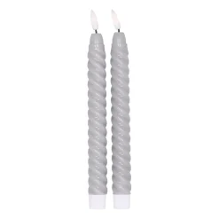 Bougie LED Twisted 25 cm Lot de 2, Gris