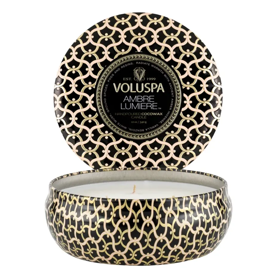 Bougie parfumée Maison Noir 3-wick Tin 40 heures, Ambre Lumiere