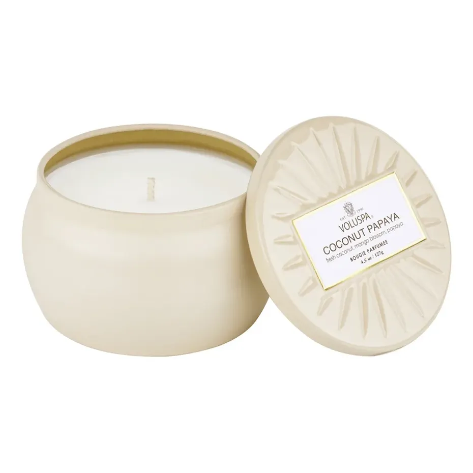 Bougie parfumée Vermeil Mini Tin 25 heures, Coconut Papaya
