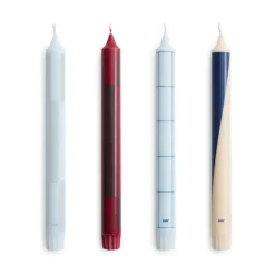 Bougie Pattern mix lot de 4, Blues-bordeaux