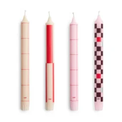 Bougie Pattern mix lot de 4, Reds-bordeaux