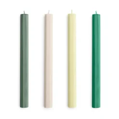 Bougies Hexagon Candle, lot de 4, Greens-whites