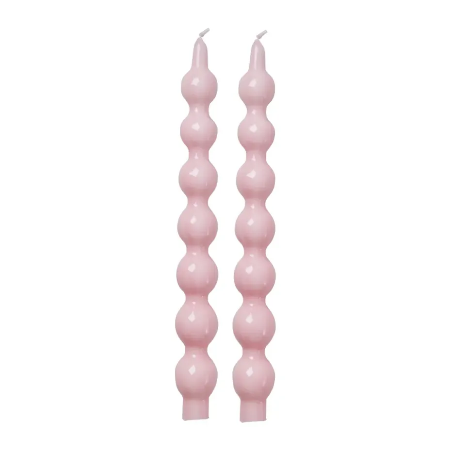 Bougies Rice 30,2 cm lot de 2, Soft pink