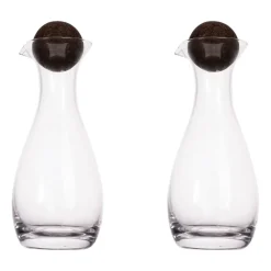 Bouteille à huile/vinaigre avec boule en liège Nature Lot de 2 35cl, Transparent-marron foncé