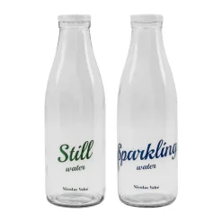 Bouteille avec bouchon 1 L, 2 pièces, Plate eau tranquille-gazeuse