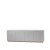 Buffet Beam, gris clair, socle en chêne huilé blanc
