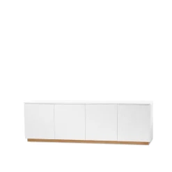 Buffet Beam, laqué blanc, socle en chêne huilé