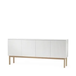 Buffet Beam, laqué blanc, structure en chêne huilé blanc
