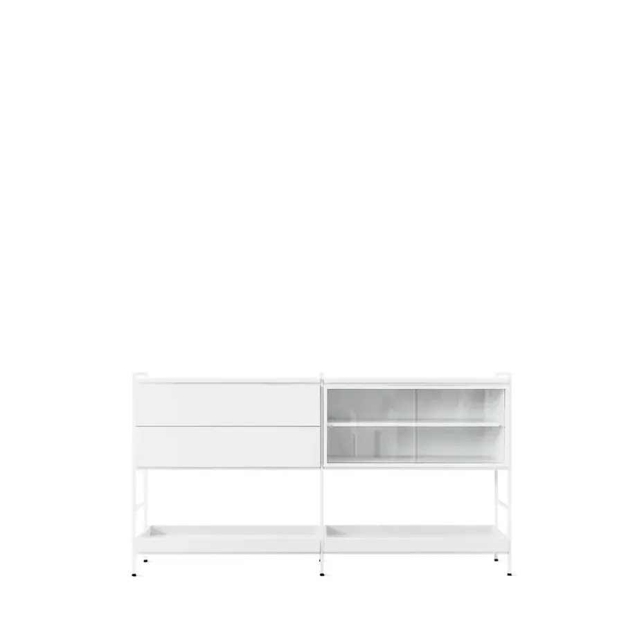 Buffet Molto Medium, blanc, 2 sections avec vitrine