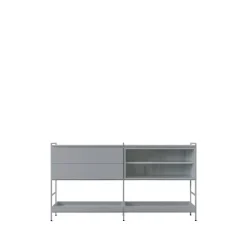 Buffet Molto Medium, gris, 2 sections avec vitrine