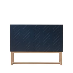 Buffet Story, bleu minuit, structure en chêne huilé blanc