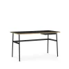 Bureau Journal, stratifié noir, pieds en acier noir et tiroir
