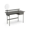 Bureau Luna avec tiroir, étagère et miroir, Chêne gris