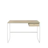 Bureau Tati, chêne teinté blanc (p2), 1 tiroir p2, support blanc