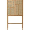 Cabinet vitré Air, chêne, rotin