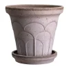 Cache-pot avec soucoupe Fleur 2 pièces, Gris, Ø21 cm
