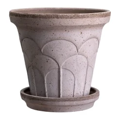 Cache-pot avec soucoupe Fleur 2 pièces, Gris, Ø18 cm
