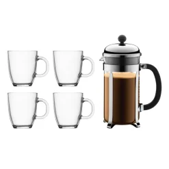 Cafetière à presse Chambord 1 L et tasses, 5 pièces