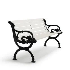 Canapé Byarum, Pin laqué blanc, pied noir, 155 cm