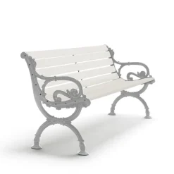 Canapé Byarum, Pin laqué blanc, support en aluminium brut, 155 cm
