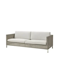 Canapé Connect 3 places, Taupe, ensemble de coussins Cane-Line Natté White