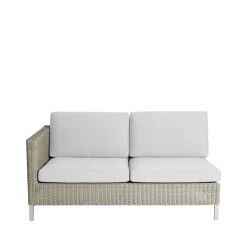 Canapé modulaire Connect, Canapé 2 places taupe, à droite, coussins blancs