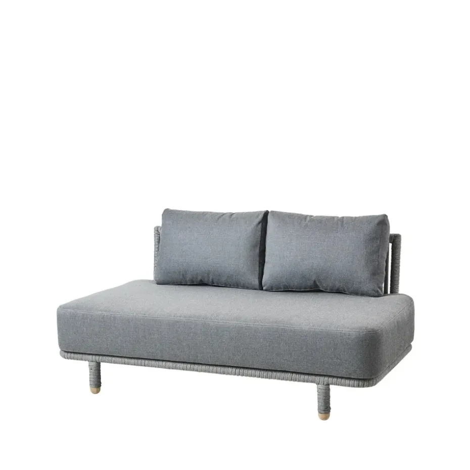 Canapé modulaire Moments, 2 places gris, milieu, Cane-Line soft rope
