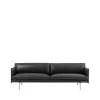 Canapé Outline 3 places cuir, Refine noir- pieds en aluminium