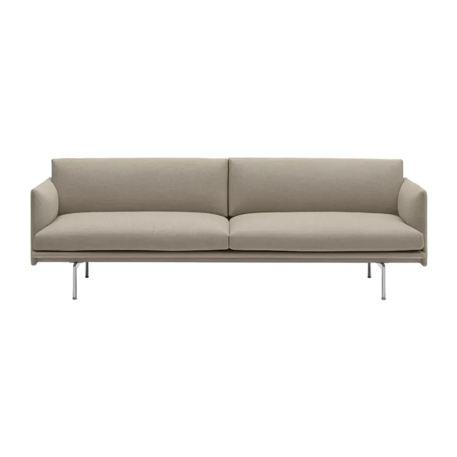 Canapé Outline 3 places tissu, Ecriture 240-Polished Aluminum
