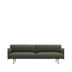 Canapé Outline 3 places tissu, Fiord 961 green-pieds noirs