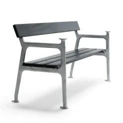 Canapé Vilamoura, Lasure acajou noir, support en aluminium brut