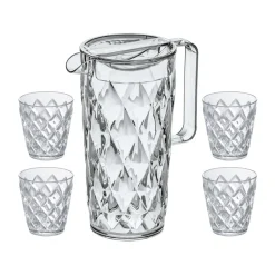 Carafe Crystal avec 4 verres, Cristal clair