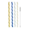 Celebrate pailles longues 20 cm 4 pièces, Bleu-blanc-jaune-vert