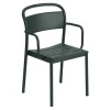 Chaise à accoudoirs Linear steel armchair, Dark green