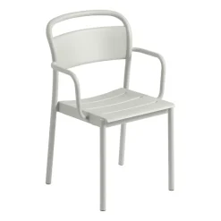 Chaise à accoudoirs Linear steel armchair, Grey (RAL 7044)