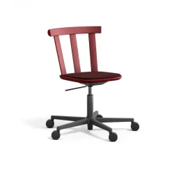 Chaise Alt sur pied pivotant avec assise rembourrée en bouleau, Hallingdal 65-694 maroon-lingon 19