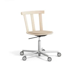 Chaise Alt sur pied pivotant avec assise rembourrée en bouleau, Hallingdal 65-200 beige-vernis mat clair