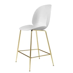 Chaise Beetle plastique pieds en laiton, blanc