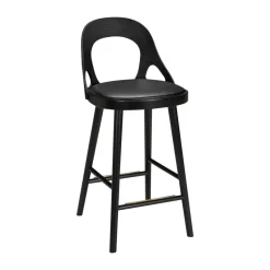 Chaise de bar Colibri 63 cm, Chêne lasuré noir-coussin noir