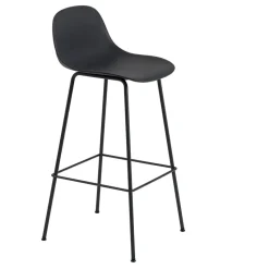 Chaise de bar Fiber Tube à dossier 75 cm, noir