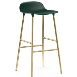 Chaise de bar Form pieds en laiton 75 cm, Vert