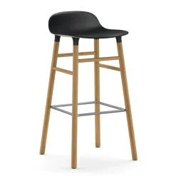 Chaise de bar Form pieds en chêne 75 cm, noir