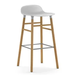 Chaise de bar Form pieds en chêne 75 cm, blanc
