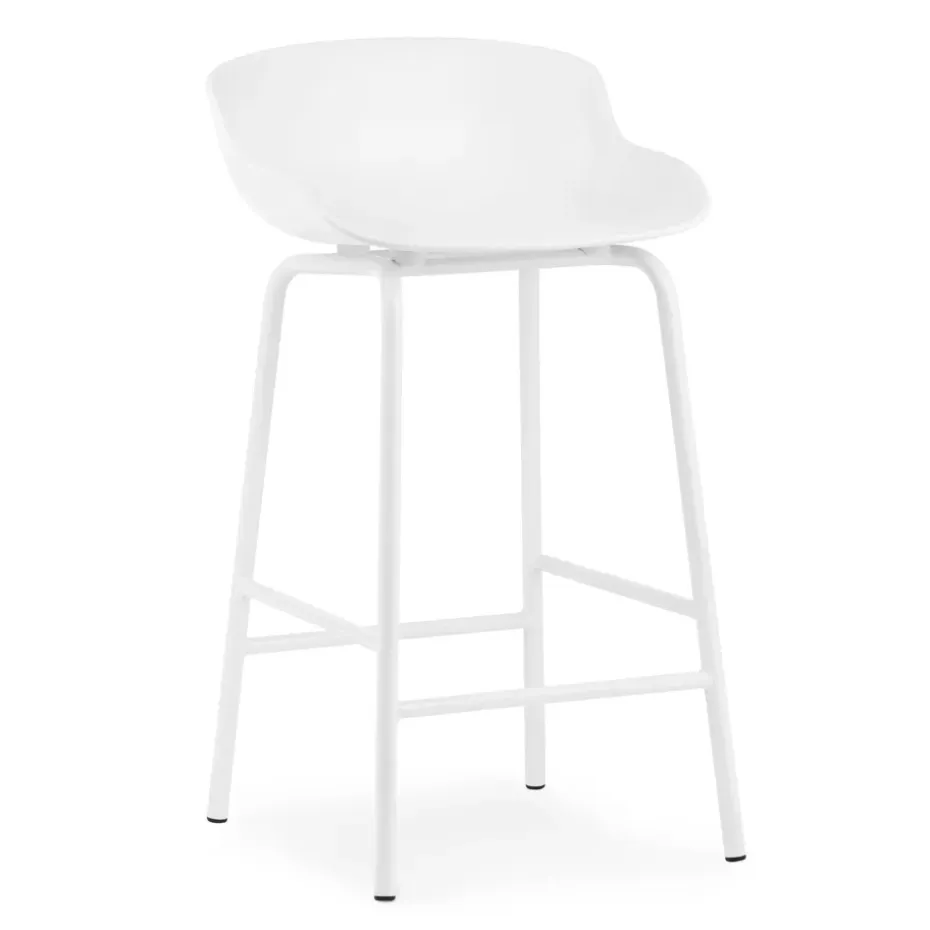 Chaise de bar Hyg pieds en métal 65 cm, Blanc