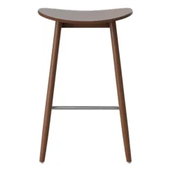 Chaise de bar Icha 65 cm, Hêtre teinté noyer