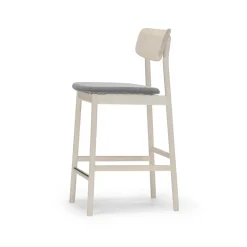 Chaise de bar Prima Vista, Tissu blues 9202 marron/beige-structure en bouleau huilé blanc