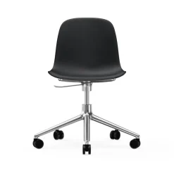 Chaise de bureau Form avec base pivotante, fauteuil de bureau 5W, noir, aluminium, roulettes