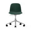 Chaise de bureau Form avec base pivotante, fauteuil de bureau 5W, vert, aluminium, roulettes
